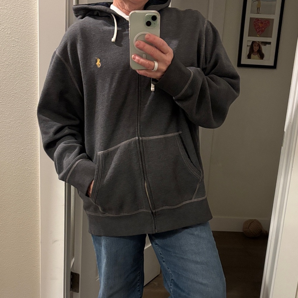 Polo by Ralph Lauren Men's Dark Gray Zip-Up Sweatshirt Size XL